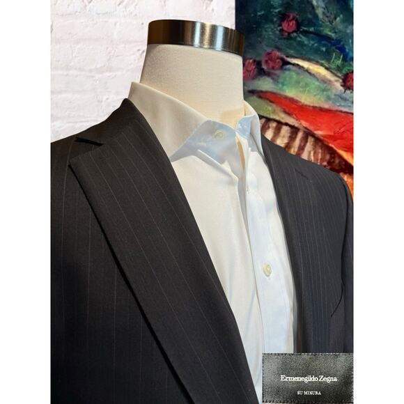 Ermenegildo Zegna Misura 46R Brown Blue Stripe Blazer Sport Suit Jacket 15 Mil - Picture 3 of 16